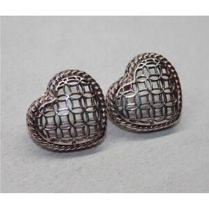 Sterling Silver Heart Earrings woven pattern